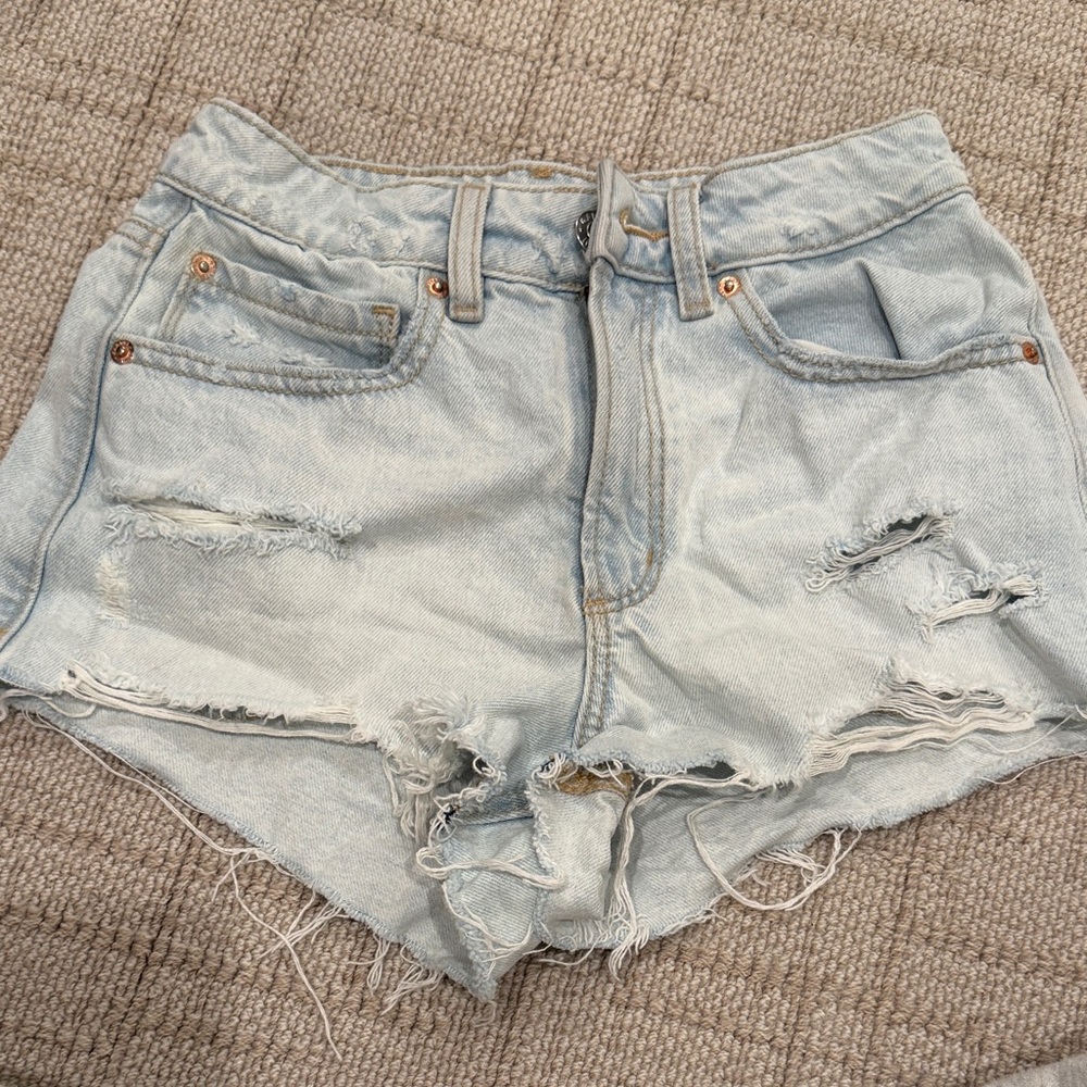 Garage Light Blue Distressed Jean Shorts